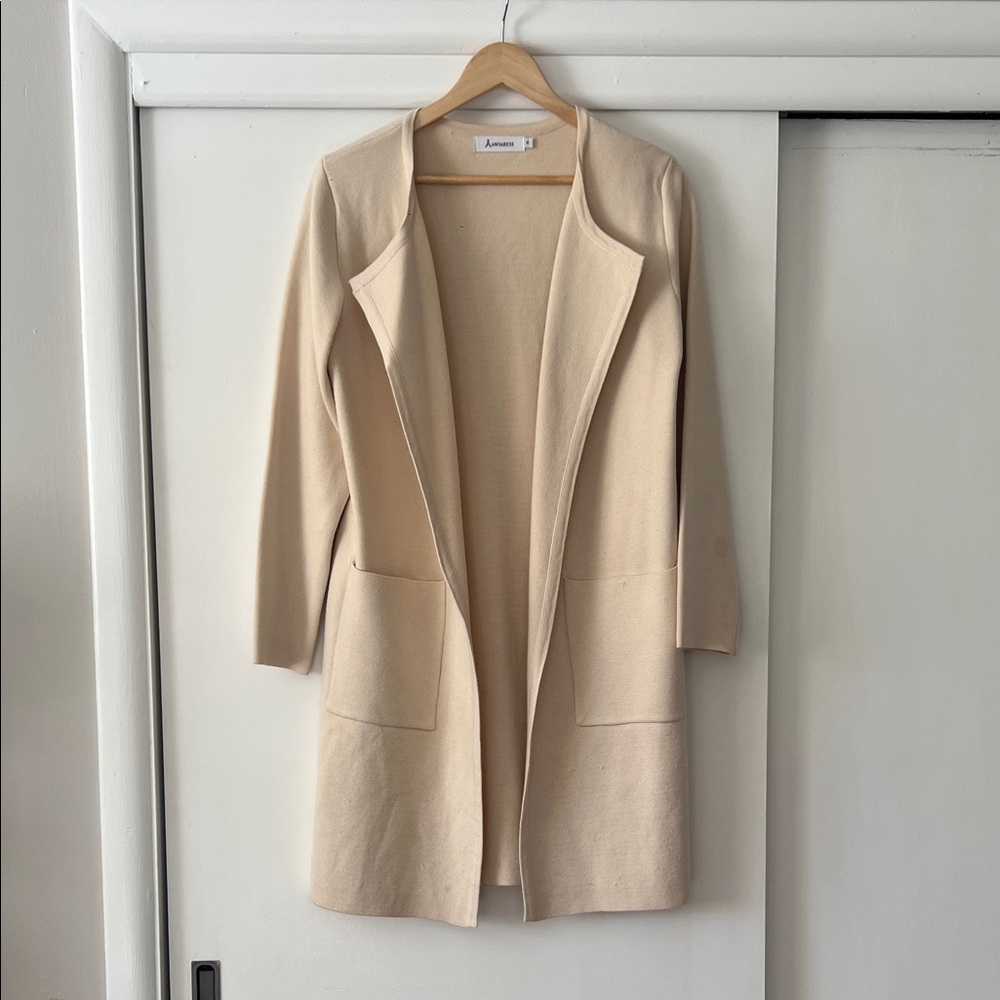 Cream Open Front Coatigan